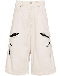 Kusikohc - Cut-Out Fringed Denim Shorts - Lyst