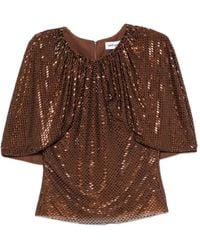 Self-Portrait - Sequin-Embellished Gathered Top - Lyst