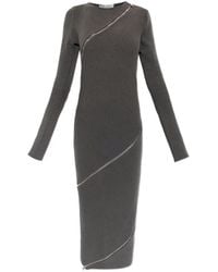 The Attico - Zip-Detail Ribbed-Knit Midi Dress - Lyst