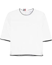 Thom Browne - 4-Bar Stripe Cotton T-Shirt - Lyst