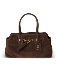 Miu Miu - Aventure Tote Bag Aus Wildleder Mit Schnallenverschluss - Lyst