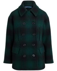 Polo Ralph Lauren - Sculpted Plaid Wool-Blend Peacoat - Lyst