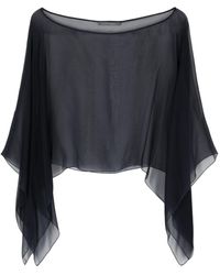 Alberta Ferretti - Sheer silk cape blouse - Lyst