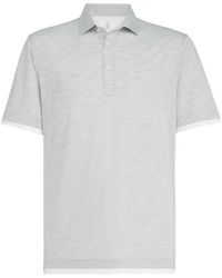 Brunello Cucinelli - Silk And Cotton Jersey Shirt-Style Collar Polo With Faux-Layering - Lyst