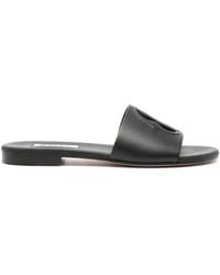 Bally - Emblem Open-toe Leather Slides - Lyst