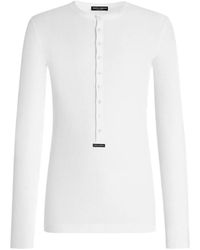 Dolce & Gabbana - Cotton Serafino T-Shirt With Label - Lyst