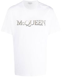 Alexander McQueen - T-Shirt Mit Logostickerei - Lyst