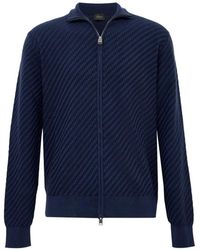 Brioni - Trama Zip-Up Sweater - Lyst