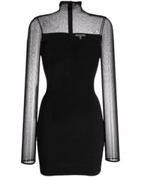 Nensi Dojaka - Roll-neck Semi-sheer-panelled Minidress - Lyst