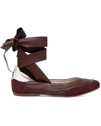 Patrizia Pepe - Leather Tie-Fastening Ballet Flats - Lyst