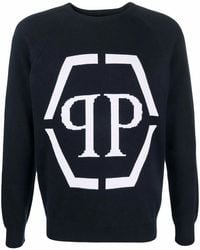 Philipp Plein - Intarsia-Logo Crewneck Sweater - Lyst