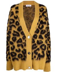 The Attico - Leopard-intarsia Knitted Cardigan - Lyst