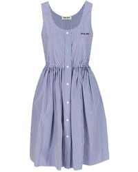 Miu Miu - Striped Sleeveless Mini Dress - Lyst