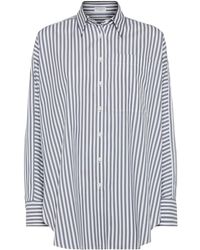 Brunello Cucinelli - Gestreiftes Oversized-Hemd aus Baumwoll-Seidengemisch - Lyst
