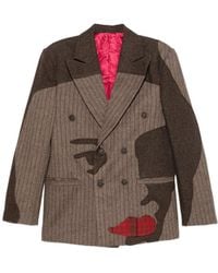 Kidsuper - Pinstriped Face-Patchwork Jacket - Lyst