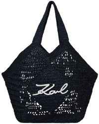 KARL LAGERFELD - Signature Crochet Large Beach Bag - Lyst