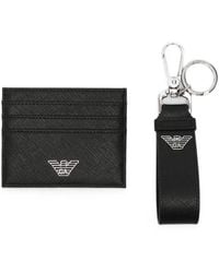 Emporio Armani - Logo-Plaque Cardholder And Keyring Set - Lyst