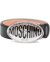 Moschino - Leren Riem Met Ovalen Gesp - Lyst