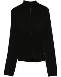 Mugler - Gerippter Pullover mit Stehkragen - Lyst