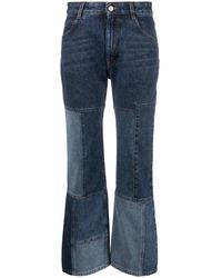 Chloé - Patchwork Cropped Flared Jeans - Lyst
