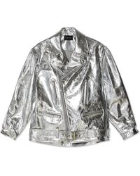 Simone Rocha - Metallic Leather Biker Jacket - Lyst
