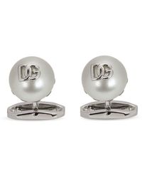 Dolce & Gabbana - Dg-logo Pearl-embellished Cufflinks - Lyst