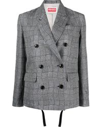 KENZO - Prince Of Wales-check Double-breasted Blazer - Lyst