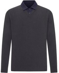 Roberto Collina - Katoenen-Piqué Poloshirt Met Contrasterende Kraag - Lyst