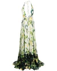 Roberto Cavalli - Seidenkleid Mit Blumen-Print - Lyst