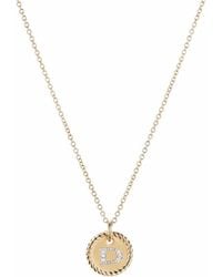 David Yurman - 18Kt D Initial Charm Diamond Necklace - Lyst