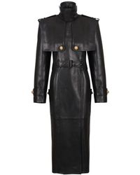 Balmain - ラムスキン トレンチコート - Lyst