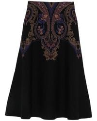 Etro - Paisley-Pattern A-Line Midi Skirt - Lyst