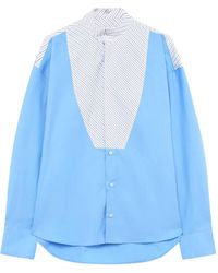 MSGM - Camicia Con Inserti A Righe - Lyst