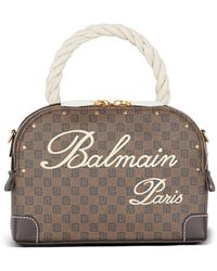 Balmain - Mini Monogram Leather Tote Bag - Lyst