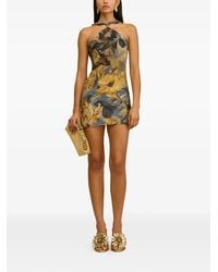 Cult Gaia - Floral-Print Halterneck Mini Dress - Lyst