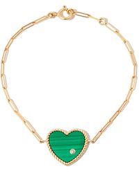 Yvonne Léon - 9Kt And 18Kt Malachite Diamond Heart Chain Bracelet - Lyst