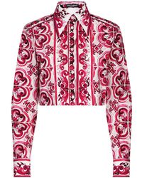 Dolce & Gabbana - Camicia crop con stampa Majolica - Lyst