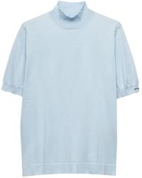 Prada - Ribbed-Knit Mock-Neck T-Shirt - Lyst