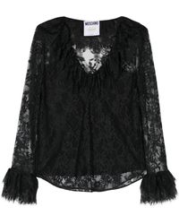 Moschino - Ruffled Floral-lace Blouse - Lyst