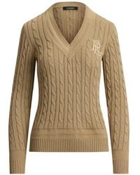 Ralph Lauren - Cable-Knit Lrl-Embroidered Sweater - Lyst