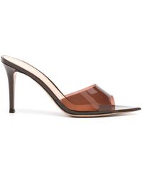 Gianvito Rossi - Elle Leather And Pvc Heeled Mules - Lyst