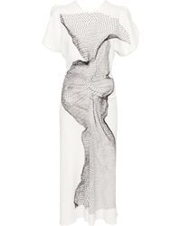 Victoria Beckham - Gathered-detail Midi Dress - Lyst