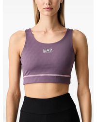 EA7 - Logo-Print Reversible Sports Bra - Lyst