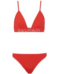 Balmain - Bikini con logo y apliques - Lyst