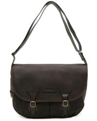 Barbour - Buckle-Fastening Leather Messenger Bag - Lyst