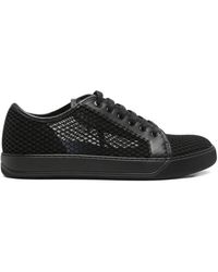 Lanvin - Leather-Detail Lace-Up Sneakers - Lyst