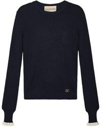Valentino Garavani - Ribbed-Knit Ruffled-Cuff Sweater - Lyst