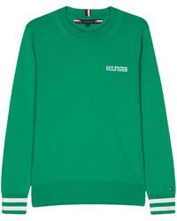 Tommy Hilfiger - Streifendetail-Pullover Mit Logo-Stickerei - Lyst