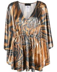 Alberta Ferretti - Swirl Print Metallic Top - Lyst