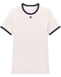 Courreges - T-Shirt Met Logo-Applicatie - Lyst